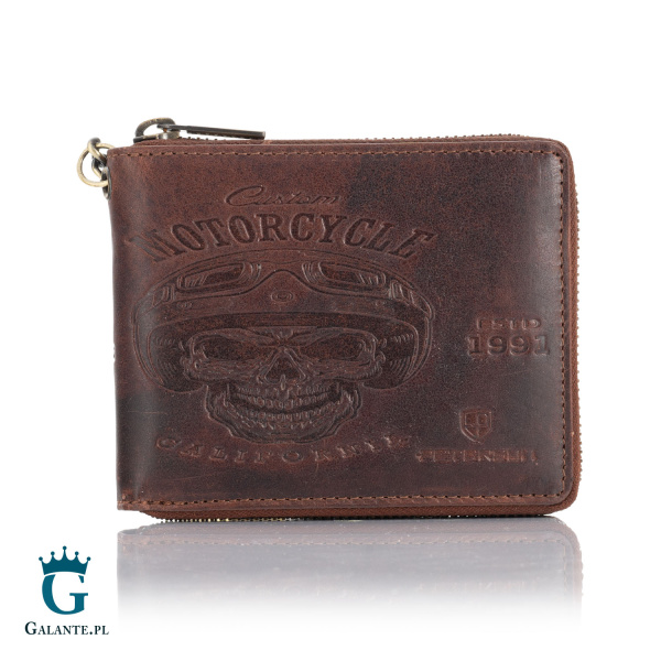 Skórzany portfel męski dla motocyklisty PETERSON N992C-03 RFID
