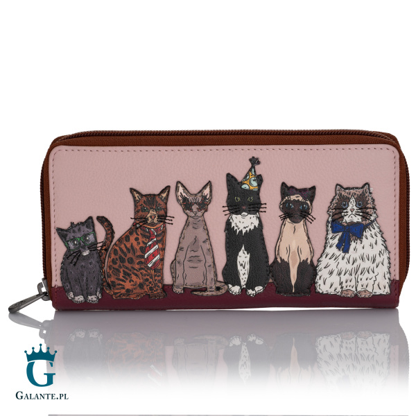 Skórzany portfel damski Imprezowe Koty Yoshi Y1257