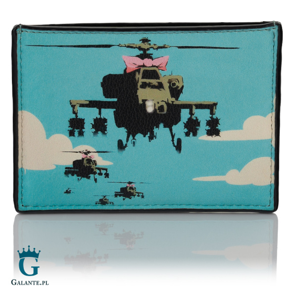 Skórzane etui na karty Banksy Helikopter Yoshi Y1218