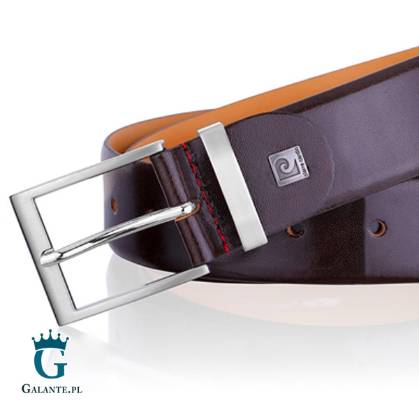 Skórzany pasek męski Pierre Cardin 70125 – Brązowy ciemny