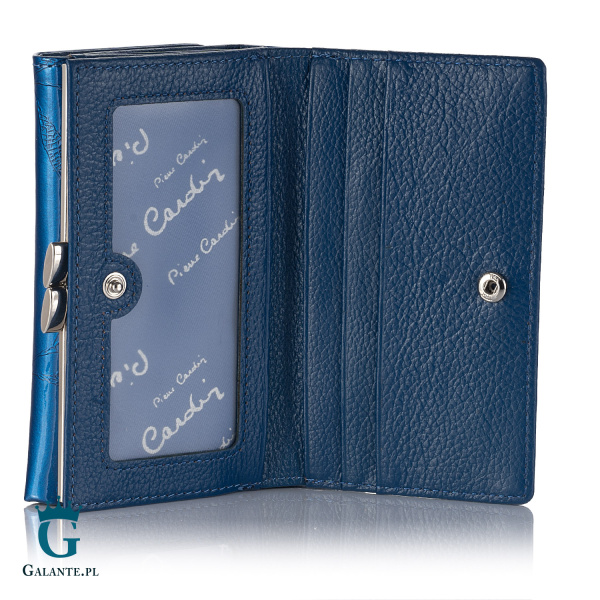 Portfel damski skórzany Pierre Cardin lakier niebieski