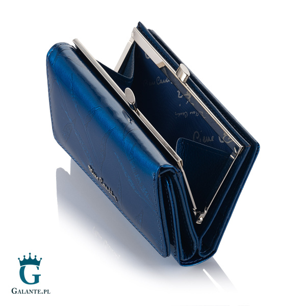 Portfel damski skórzany Pierre Cardin lakier niebieski
