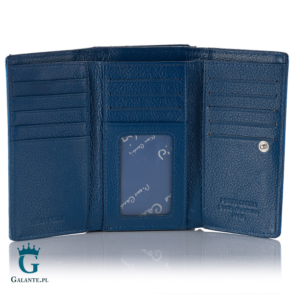 Portfel damski skórzany Pierre Cardin lakier niebieski