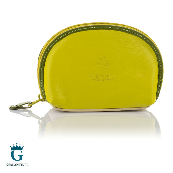 Portfel damski skóra na bilon i klucze Visconti limonka