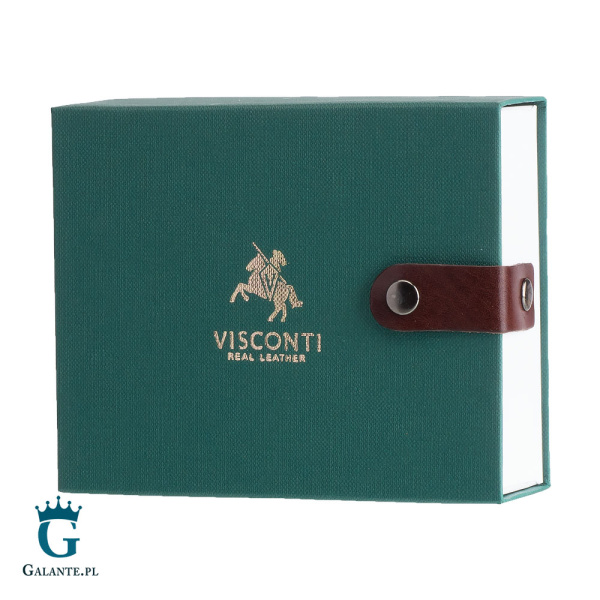 Skórzany portfel męski Visconti PT-107 z RFID – brązowy