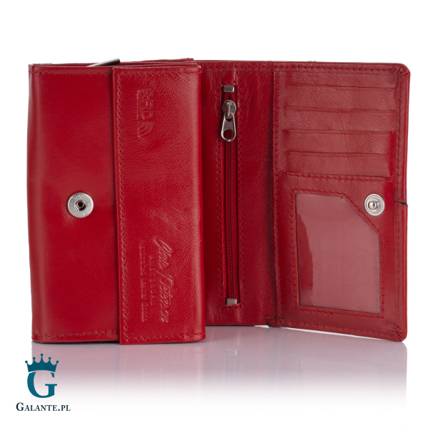 Mały Skórzany Portfel Damski PETERSON RD-02-GCL – czerwony