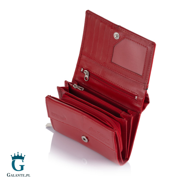 Mały Skórzany Portfel Damski PETERSON RD-02-GCL – czerwony