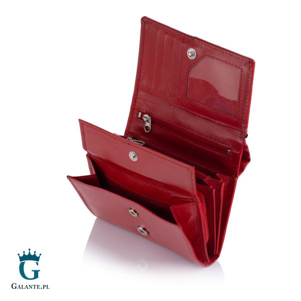 Mały Skórzany Portfel Damski PETERSON RD-02-GCL – czerwony