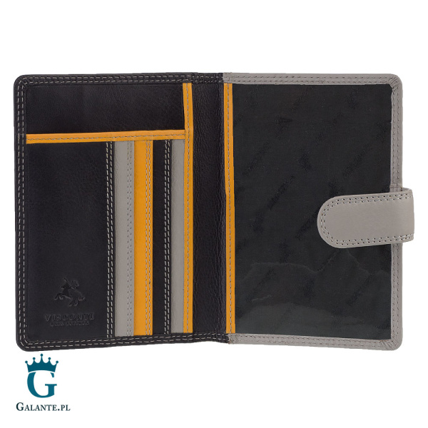 Kolorowe skórzane etui na paszport Visconti RB-75 RFID – czarny