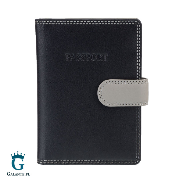 Kolorowe skórzane etui na paszport Visconti RB-75 RFID – czarny