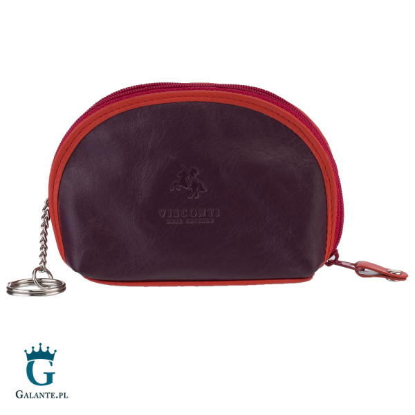 Portfel damski na bilon i klucze Visconti śliwkowy