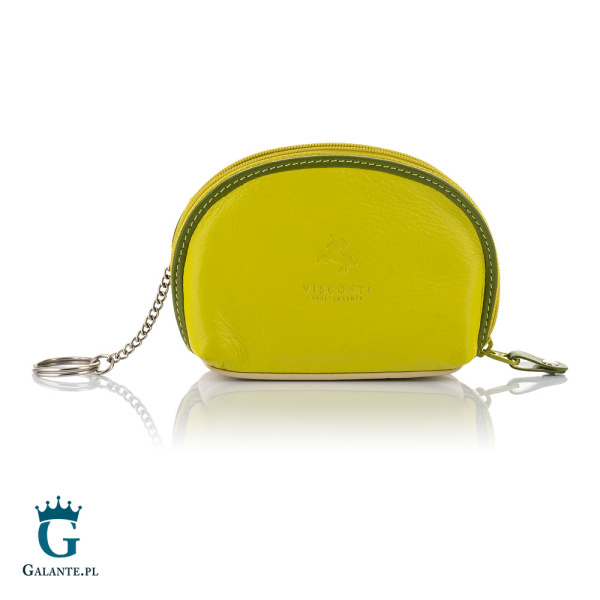 Portfel damski skóra na bilon i klucze Visconti limonka