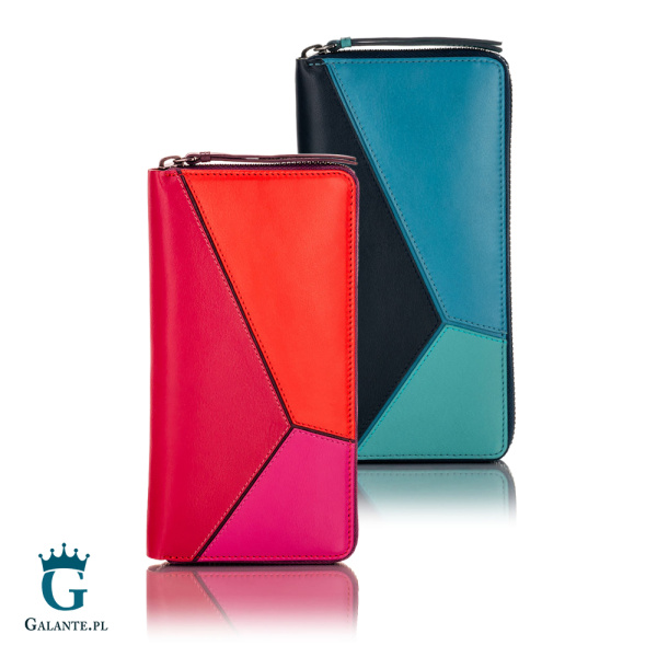 Duży kolorowy portfel damski na zamek Visconti BRC-98 z RFID – jagodowy