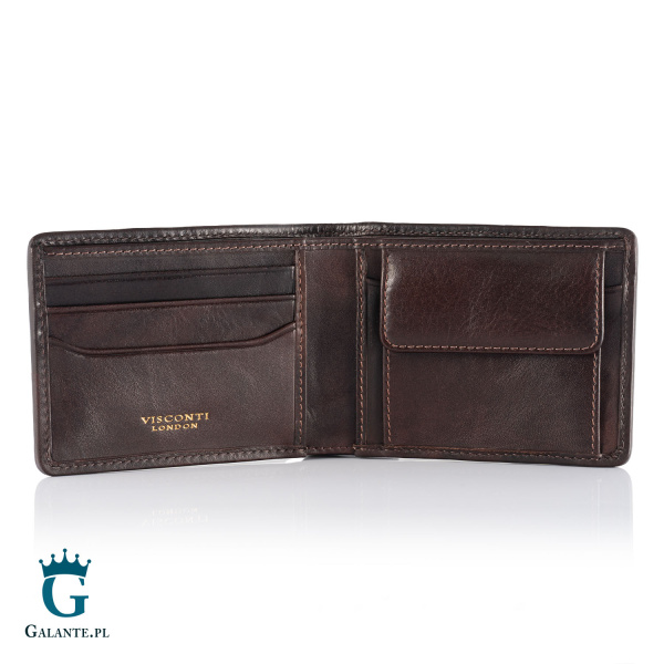 Skórzany portfel męski Visconti PT-107 z RFID – brązowy