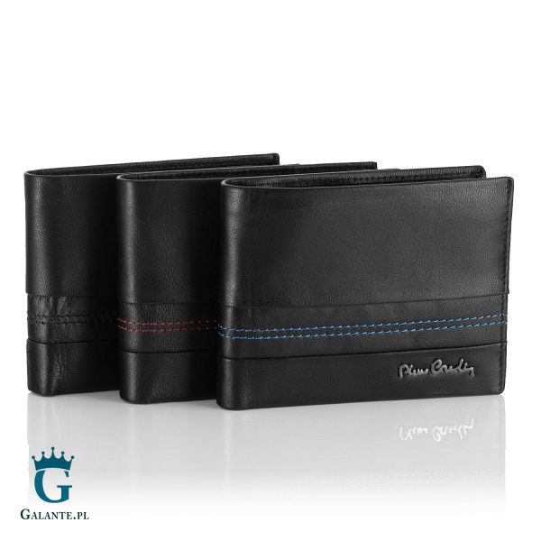 Skórzany portfel męski z przeszyciami Pierre Cardin TILAK97 8805 – czarny