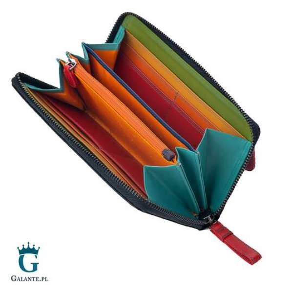 Kolorowy skórzany portfel damski Visconti czerwony