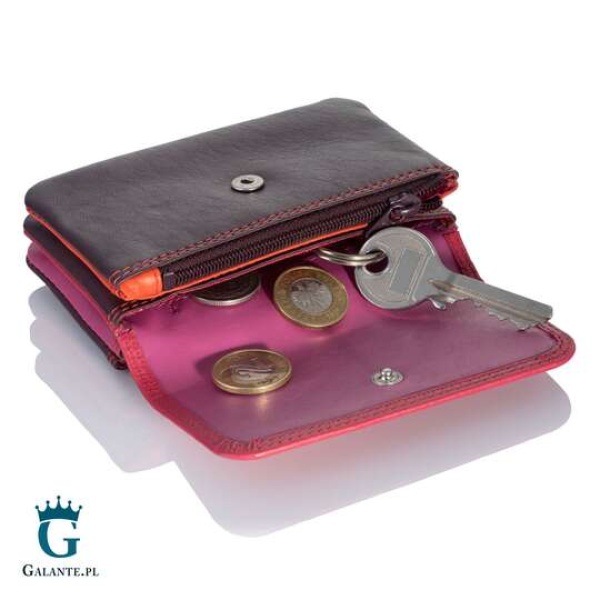 Kolorowy portfel damski na bilon i klucze Visconti śliwkowy