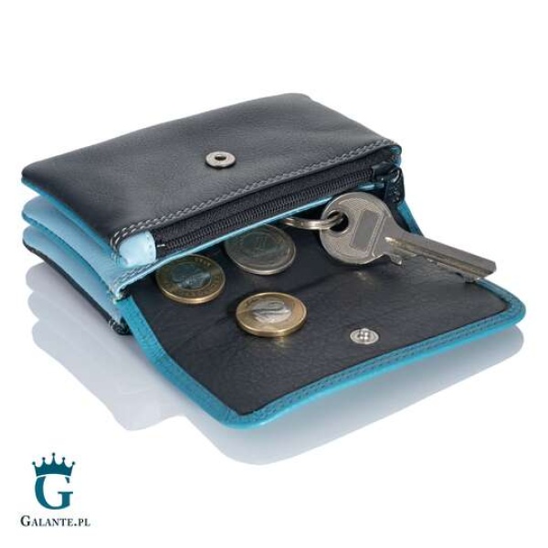 Kolorowy portfel damski na bilon i klucze Visconti niebieski