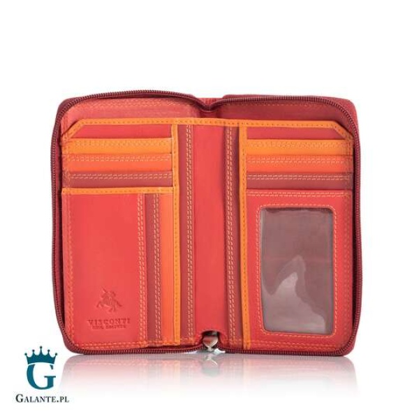 Kolorowy portfel damski na zamek Visconti czerwony