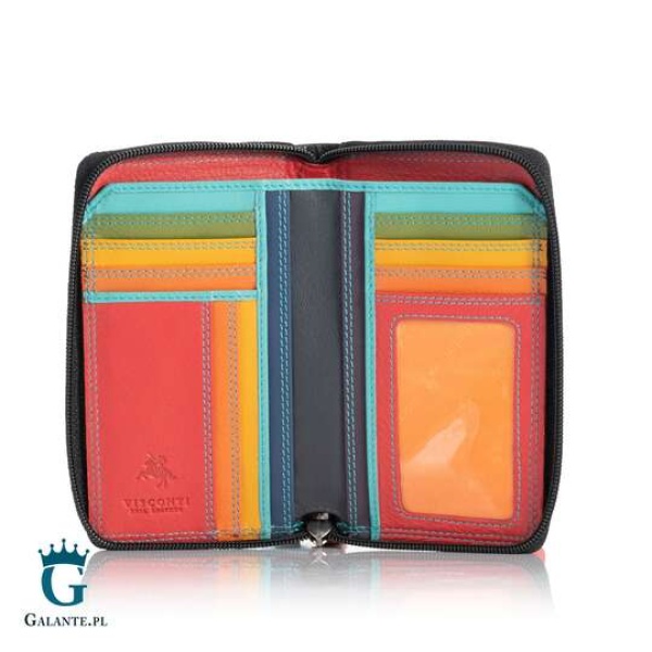 Kolorowy portfel damski na zamek Visconti RB-98 z RFID – czarny