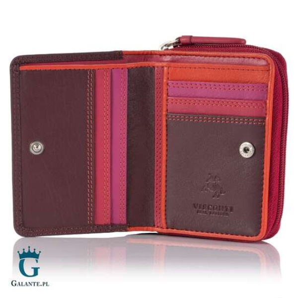 Kolorowy portfelik skórzany Visconti RB-53 RFID – śliwkowy