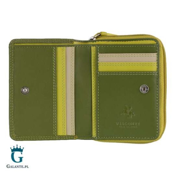 Portfelik damski skórzany Visconti kolorowy limonka