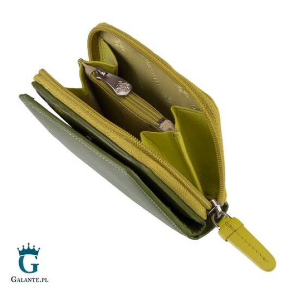Portfelik damski skórzany Visconti kolorowy limonka