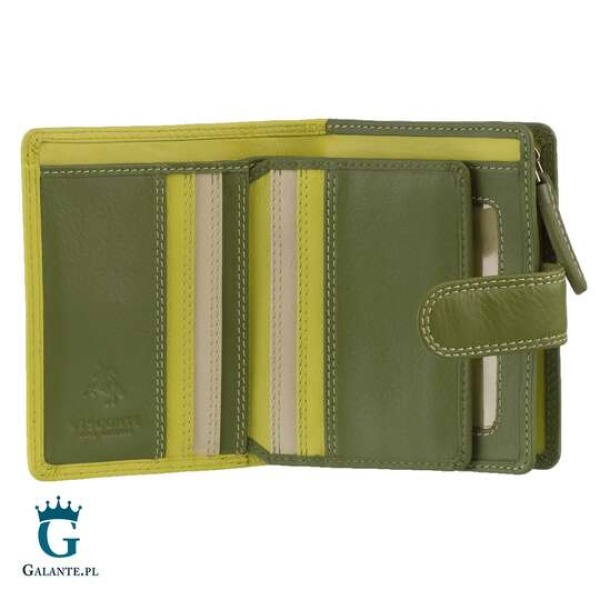 Kolorowy skórzany portfelik damski Visconti limonka