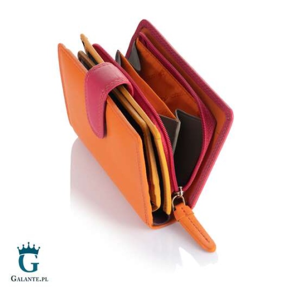Kolorowy skórzany portfelik damski Visconti pomarańczowy