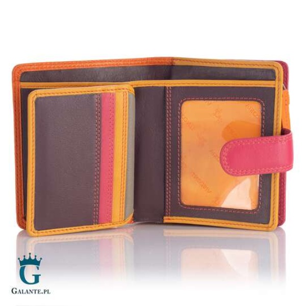 Kolorowy skórzany portfelik damski Visconti pomarańczowy