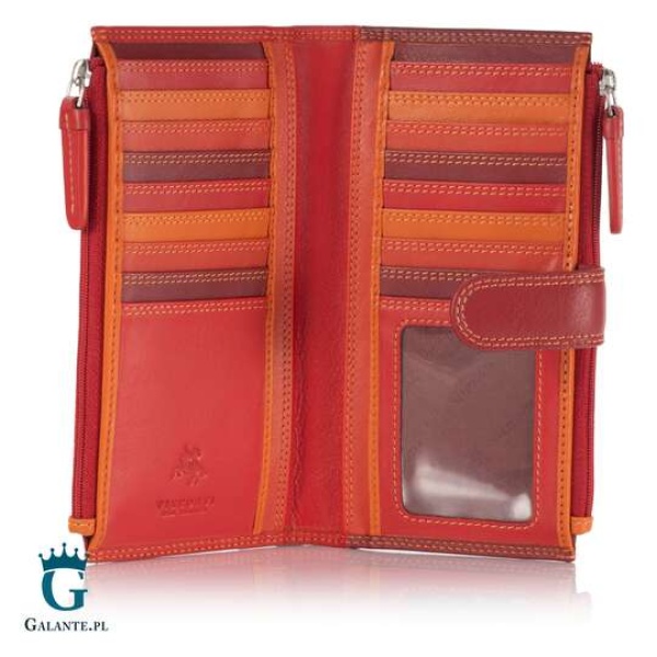 Duży kolorowy portfel damski Visconti czerwony