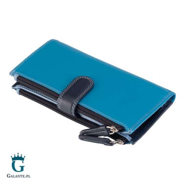 Duży wielokolorowy portfel damski Visconti RB-100 RFID – niebieski