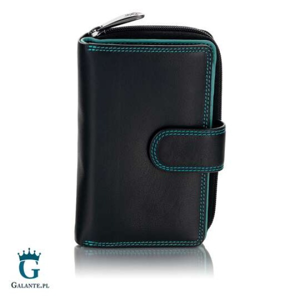 Kolorowy portfel damski na zatrzask Visconti R-13 RFID – czarny