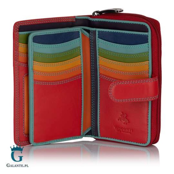 Kolorowy portfel damski skórzany Visconti R-13 czerwony