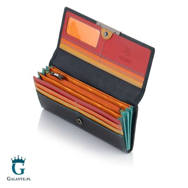 Duży skórzany portfel damski Visconti R-11 czarny