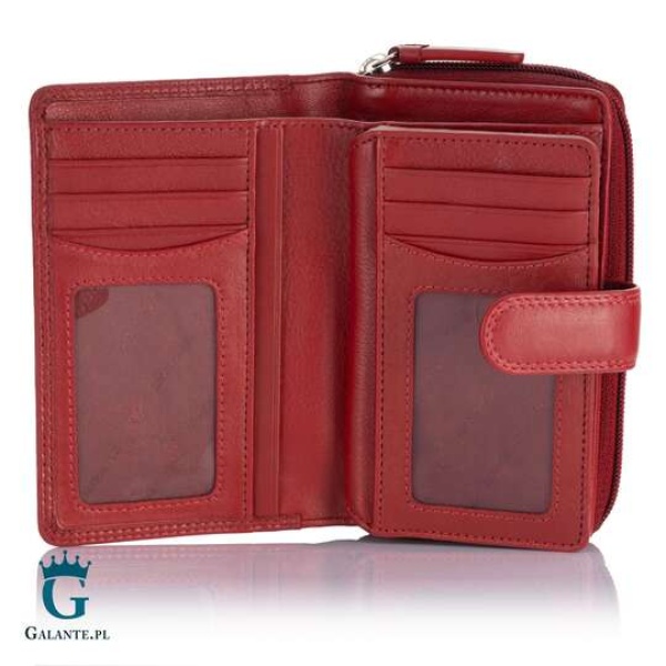 Skórzany portfel damski Visconti HT-33 RFID – czerwony