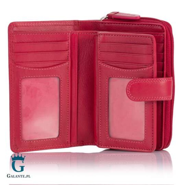 Skórzany portfel damski Visconti HT-33 fuksja