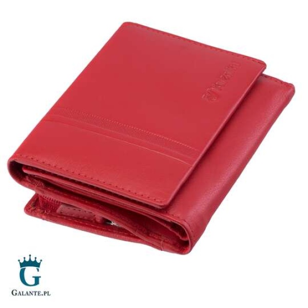 Mały skórzany portfel damski Valentini czerwony