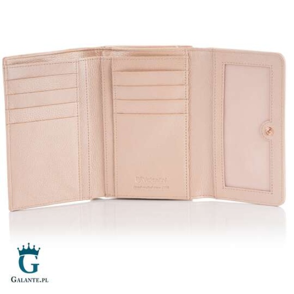 Zgrabny portfel damski Valentini Metallic P62 – różowy