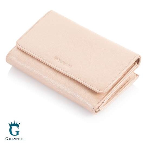 Zgrabny portfel damski Valentini Metallic P62 – różowy