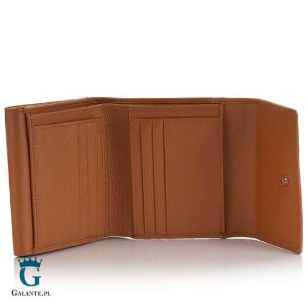 Mały skórzany portfel damski Valentini Metallic 123M-503 – złoty