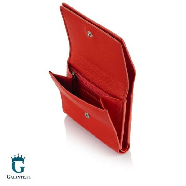 Mały skórzany portfel damski Valentini Metallic czerwony