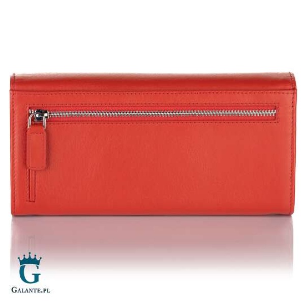 Duży portfel damski skóra Valentini Metallic czerwony