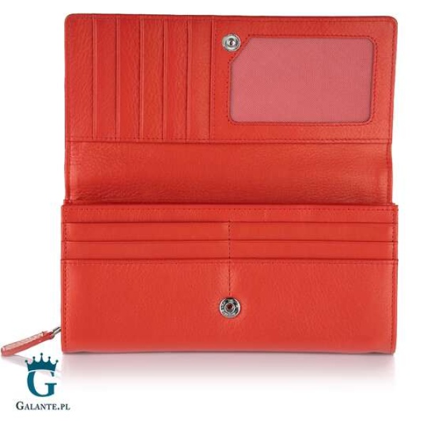 Duży portfel damski skóra Valentini Metallic czerwony