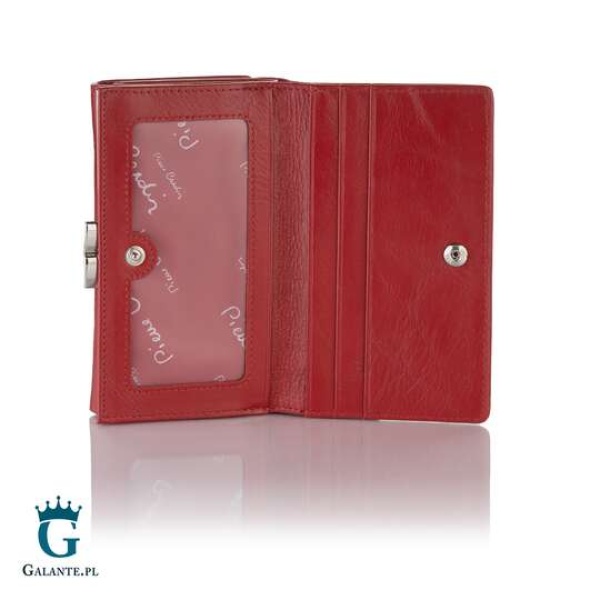 Mały portfel damski Pierre Cardin ze skóry włoskiej czerwony