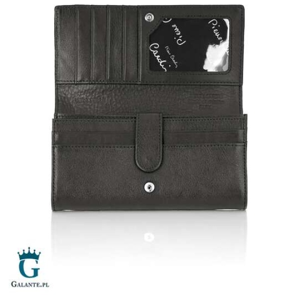 Duży portfel damski ze skóry włoskiej Pierre Cardin 06 ITALY 102 – czarny