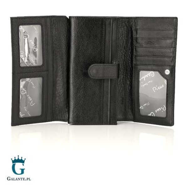Duży portfel damski ze skóry włoskiej Pierre Cardin 06 ITALY 102 – czarny