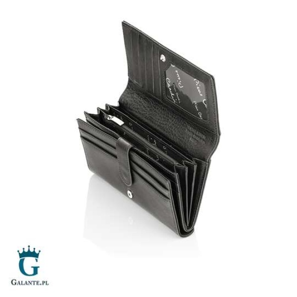 Duży portfel damski ze skóry włoskiej Pierre Cardin 06 ITALY 102 – czarny