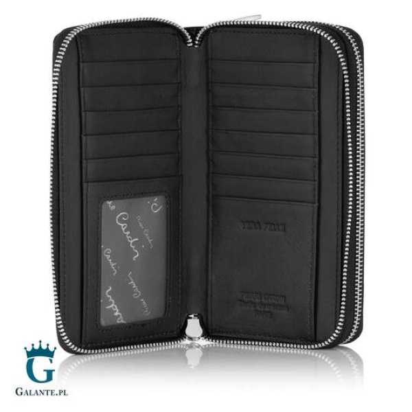 Duży portfel damski Pierre Cardin z dwiema kieszeniami zapinanymi na zamek – czarny