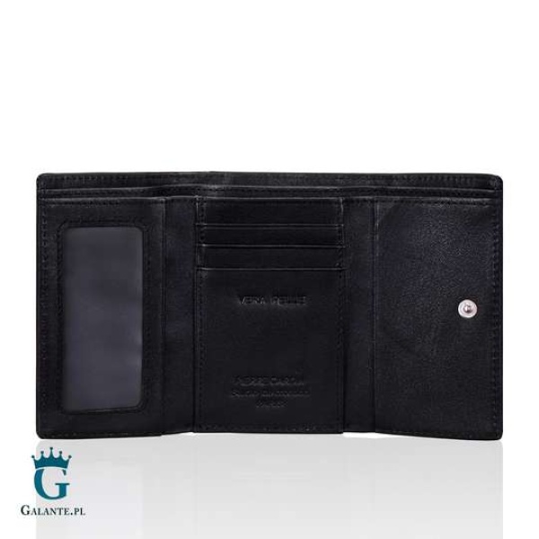 Mały Damski Portfel Pierre Cardin Lakierowany zapinany na bigiel 05 LINE 117 – czarny